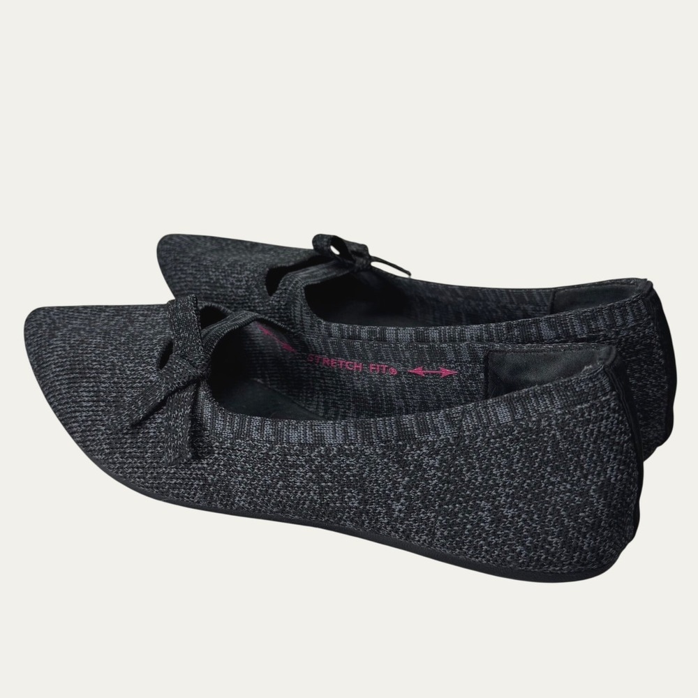 Skechers Cleo 2.0 Love Spell Flats Womens 7 Black Knit Bow Pointed Toe 158575